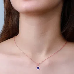 giva Sterling Silver Gold-Plated Stone-Studded Pendant with Chain image 1