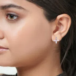 bhima jewels Sterling Silver Stone-Studded Floral Earrings image 1