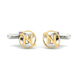 kuberbox Men Yellow Gold Alphabet N Cufflinks image 1