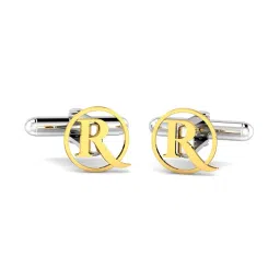 kuberbox Yellow Gold Alphabet R Cufflinks image 1