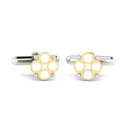 kuberbox Men Yellow Gold Diamond-Studded Clover Letter C Cufflinks image 1