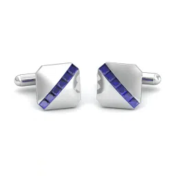 kuberbox White Gold Elijah Sapphire Cufflinks image 1