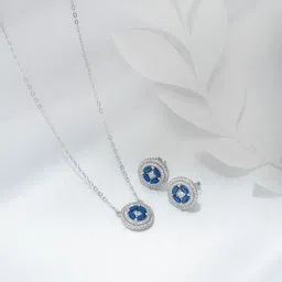 silberry Women Sterling Silver Pendant & Earrings Set image 1