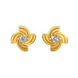 joyalukkas Women Yellow Gold Stone-Studded Stud Earrings image 1