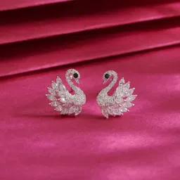 silvostyle by png Women Sterling Silver Majestic Swan Stud Earrings image 1