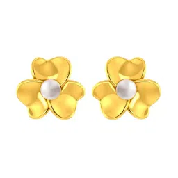 p.c. chandra jewellers Women Yellow Gold Pearl-Studded Stud Earrings image 1