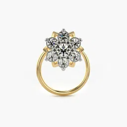 valanova Women Sterling Silver Gold-Plated Lab Grown Diamond Nose Pin image 1