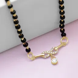 zavya Women Sterling Silver Gold-Plated Beaded Mangalsutra image 1