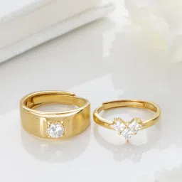 zavya Women Sterling Silver Gold-Plated Couple Rings image 1