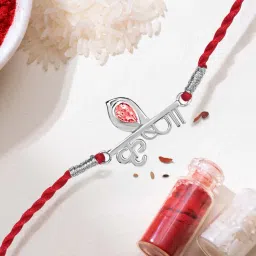 zavya Men Sterling Silver Krishna Rakhi with Roli Chawal image 1