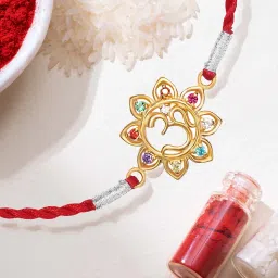 zavya Men Sterling Silver Om Rakhi with Roli Chawal image 1
