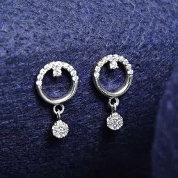 clara Women Sterling Silver American Diamond-Studded Drop Earrings image 1