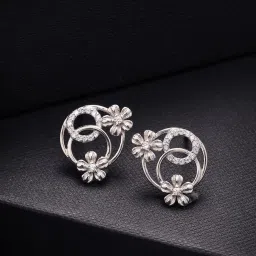 prioni Women Sterling Silver Cubic Zirconia-Studded Stud Earrings image 1