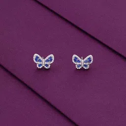 kai jewel Women Sterling Silver Cubic Zirconia-Studded Butterfly Stud Earrings image 1