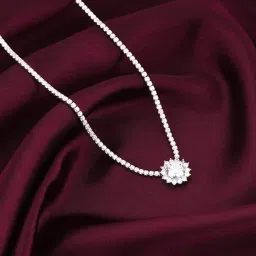 giva Sterling Silver Solitaire Floral Necklace image 1