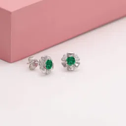 giva Women Sterling Silver Stone Stud Earrings image 1