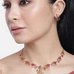 estele Gold-Plated Ruby Necklace Set image 1