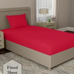 home expressions usa Single Size Cotton 144 TC Fitted Sheet with 1 Pillow Cover image 1