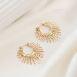Shein Women Spike Detail Gold Hoop Earring-image-11