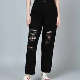 Shein Ankle Length High Rise Heavy Distress Baggy Fit Jeans-picture-16