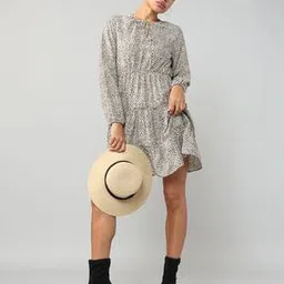 Shein Casual Peasant Full-length Sleeve Front Neck Tie-up Tiered Dress-picture-24