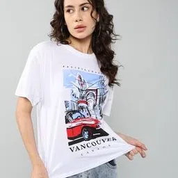 Shein Casual Full Front Graphic Printed Short T-shirt-picture-47