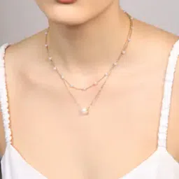 Shein Women Bead Detail Layered Necklace with Pearl-picture-26