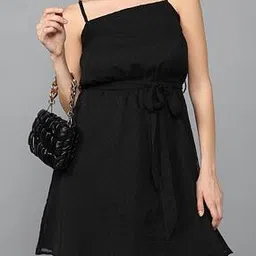 Shein Casual Square Neck Flared Hem Swiss-Dot Pattern Mini Skater Dress-picture-17