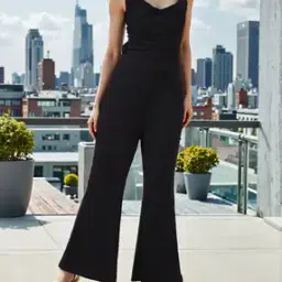 Shein Party Halter Cowl Neck Backless Ribbed Jumpsuit-image-34