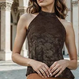 Shein Party Medium Length Tie-Up Halter Neck Fitted Backless Top-picture-29