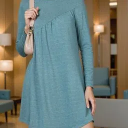 Shein Full Sleeves Diagonal Seam Mini A-line Dress-picture-39