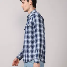 lee cooper Men Checked Regular Fit Shirt with Flap Pockets image 2