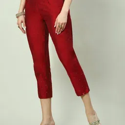 biba Women Slim Fit Pants with Elasticated Waist image 2