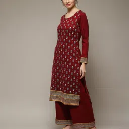 rangriti Women Floral Print Straight Kurta with Pants image 2
