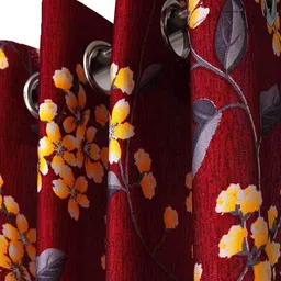 cortina eyelet curtain Set of 2 Floral Printed Long Door Curtains image 2