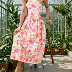 Shein Strapless Floral Print Midi Fit and Flare Dress-picture-52