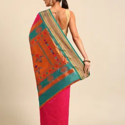 varkala silk sarees Women Floral Pattern Saree with Contrast Zari Border image 2