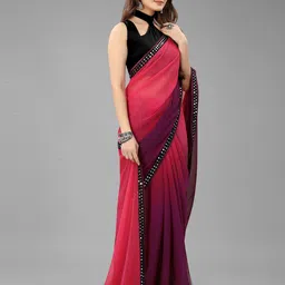 dwini Georgette Saree With Sequence Lace Border image 2