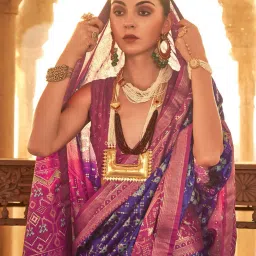 ri-wah Ikat Design Tassels & Latkans Patola Silk Saree image 2