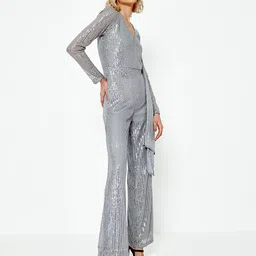 cover story Sequinned Embellished Wrap Jumpsuit image 2