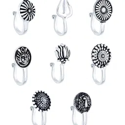 yellow chimes Pack of 8 Silver-Oxidised Nosepins image 2