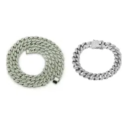 v fashion jewellery Set of 2 Silver-Plated Stone-Studded Chains image 2