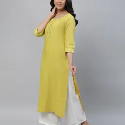 aurelia Women Striped Regular Fit Straight Kurta image 2