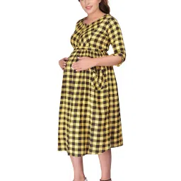 mamma's maternity Checked Bracelet-Sleeve Dress image 2