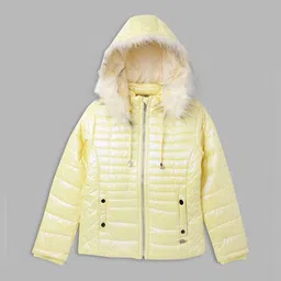elle kids Quilted Hooded Jacket with Faux Fur image 2