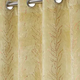 cortina eyelet curtain Set of 2 Leaf Printed Window Curtains image 2