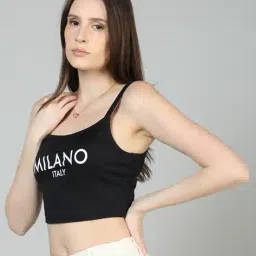 Shein Spaghetti Strap Typographic Print Cami Crop Top image 2