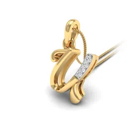 pc jeweller 18KT The U Alphabet Yellow-Gold Diamond Pendant image 2