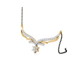 iski uski 18KT (750) Yellow Gold Diamond Studded Mangalsutra image 2