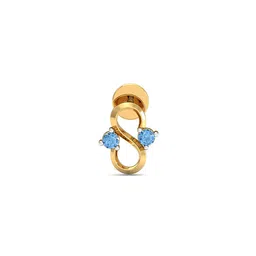 kuberbox Yellow Gold Auqamarine Studded Stud Earrings image 2